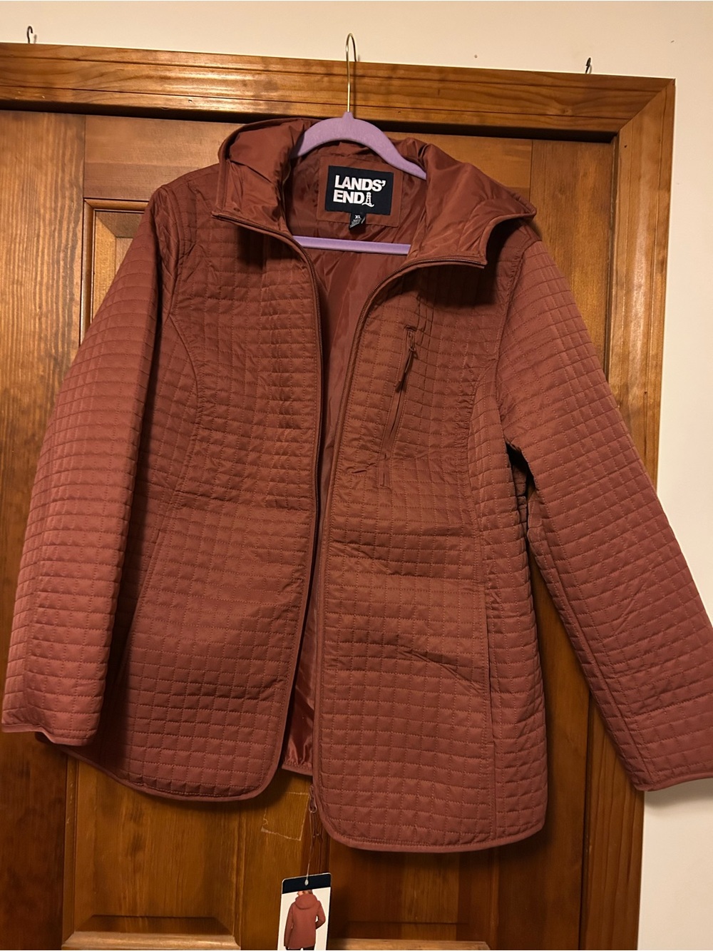 NWT Lands' End Women’s XL Quilted Puffer Jacket in Rusty Brick